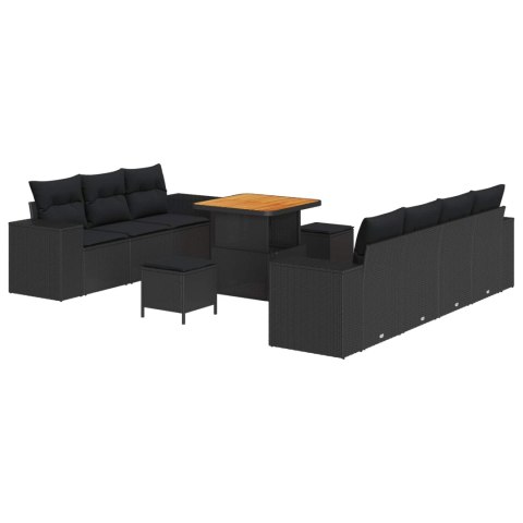 Zestaw Sof na Ogród 10 pcs Czarny polirattan