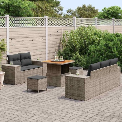 Zestaw Sof na Ogród 8 pcs Szary polirattan