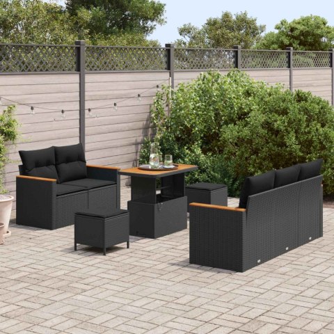 Zestaw Sof na Ogród 8 pcs Czarny polirattan