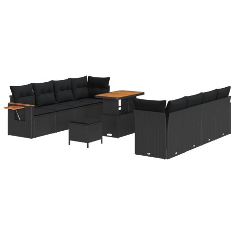 Zestaw Sof na Ogród 11 pcs Czarny polirattan