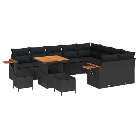 Zestaw Sof na Ogród 12 pcs Czarny polirattan