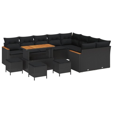 Zestaw Sof na Ogród 13 pcs Czarny polirattan