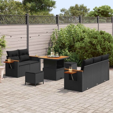 Zestaw Sof na Ogród 8 pcs Czarny polirattan