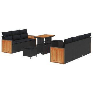 Zestaw Sof na Ogród z poduszką 10 pcs Czarny