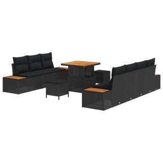 Zestaw Sof na Ogród z poduszką 10 pcs Czarny