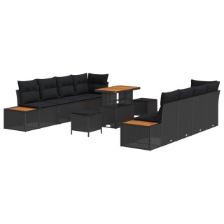 Zestaw Sof na Ogród z poduszką 11 pcs Czarny