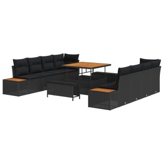Zestaw Sof na Ogród z poduszką 11 pcs Czarny