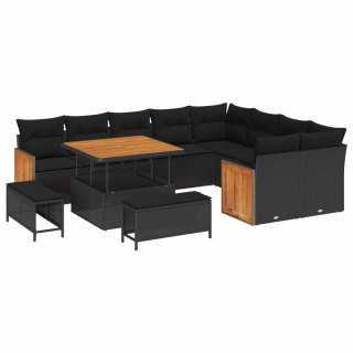 Zestaw Sof na Ogród z poduszką 12 pcs Czarny