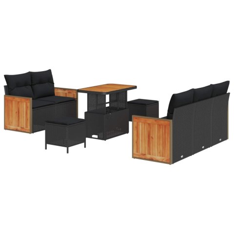 Zestaw Sof na Ogród z poduszką 8 pcs Czarny