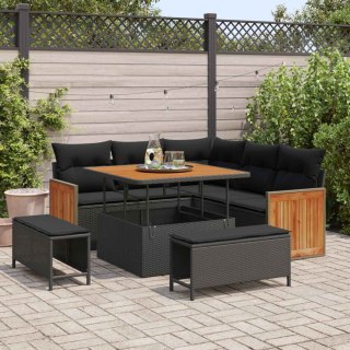 Zestaw Sof na Ogród z poduszką 8 pcs Czarny