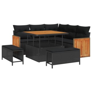 Zestaw Sof na Ogród z poduszką 8 pcs Czarny