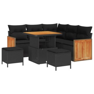 Zestaw Sof na Ogród z poduszką 8 pcs Czarny