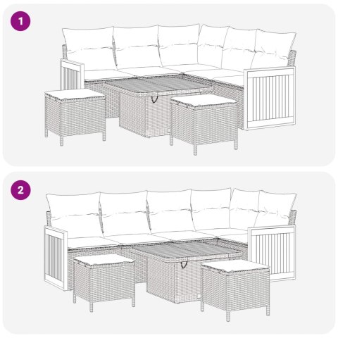 Zestaw Sof na Ogród z poduszką 8 pcs Czarny