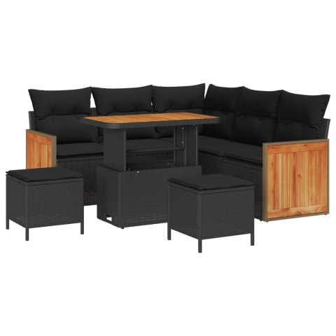 Zestaw Sof na Ogród z poduszką 8 pcs Czarny