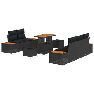 Zestaw Sof na Ogród z poduszką 8 pcs Czarny
