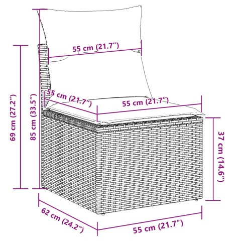 Zestaw Sof na Ogród z poduszką 8 pcs Czarny