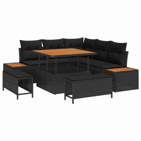 Zestaw Sof na Ogród z poduszką 8 pcs Czarny