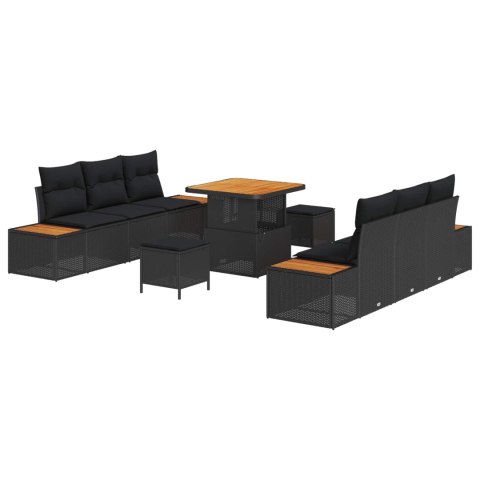 Zestaw Sof na Ogród z poduszką 9 pcs Czarny