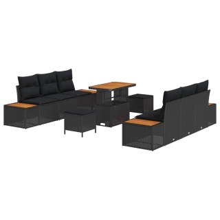 Zestaw Sof na Ogród z poduszką 9 pcs Czarny