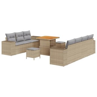 Zestaw Sof na Ogród 10 pcs Beżowy i jasnoszary Rattan poli