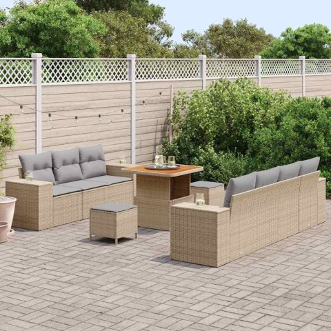 Zestaw Sof na Ogród 10 pcs Beżowy i jasnoszary Rattan poli