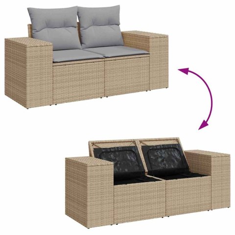 Zestaw Sof na Ogród 10 pcs Beżowy i jasnoszary Rattan poli