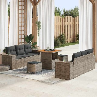 Zestaw Sof na Ogród Szary 221 x 204 x 85 cm Rattan poli