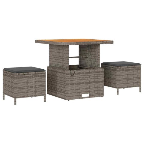 Zestaw Sof na Ogród Szary 221 x 204 x 85 cm Rattan poli