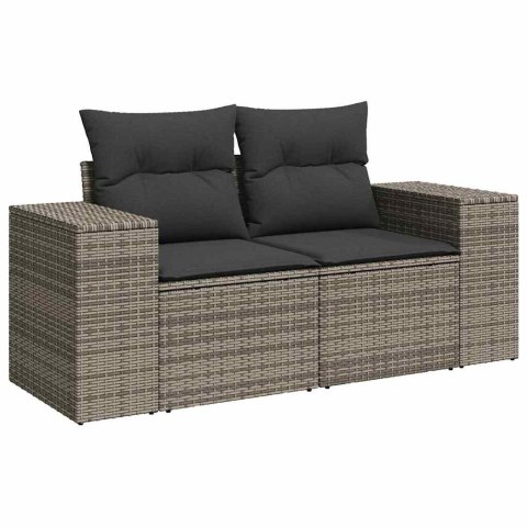 Zestaw Sof na Ogród Szary 221 x 204 x 85 cm Rattan poli