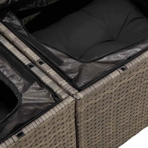 Zestaw Sof na Ogród Szary 221 x 204 x 85 cm Rattan poli