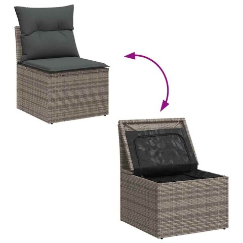 Zestaw Sof na Ogród Szary 221 x 204 x 85 cm Rattan poli
