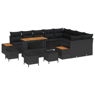 Zestaw Sof na Ogród z poduszką 13 pcs Czarny