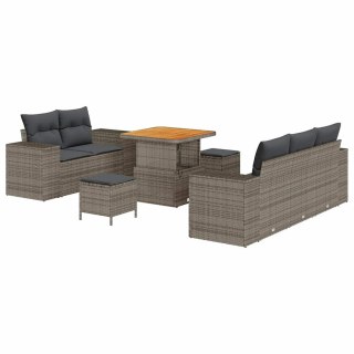 Zestaw Sof na Ogród z poduszką 8 pcs Szary Rattan poli