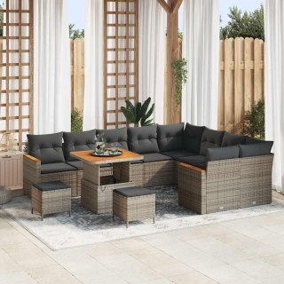 Zestaw Sof na Ogród z poduszką 12 pcs Szary Rattan poli