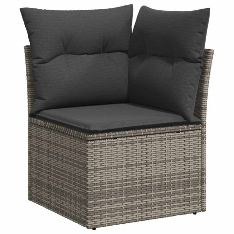 Zestaw Sof na Ogród z poduszką 12 pcs Szary Rattan poli