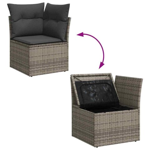 Zestaw Sof na Ogród z poduszką 12 pcs Szary Rattan poli
