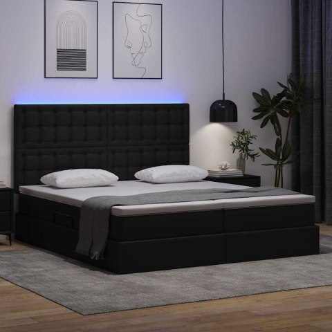 Łóżko z miejscem na przechowywanie i LED Czarny 180 x 200 cm