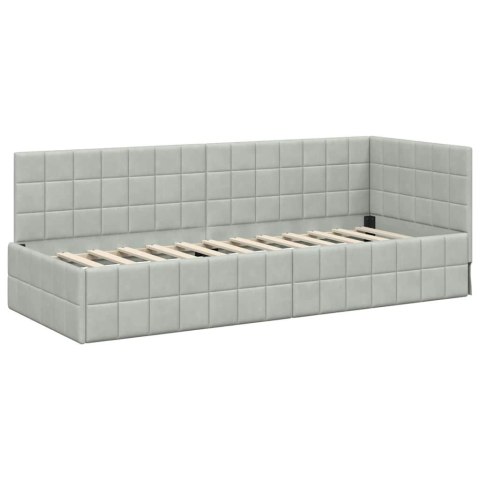 Rama Łóżka Narożnego z Materacem 2 pcs Jasnoszary Aksamit