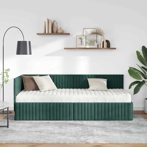 Rama Łóżka Narożnego z Materacem 2 pcs Zielony Aksamit