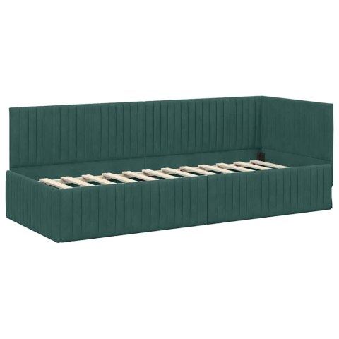 Rama Łóżka Narożnego z Materacem 2 pcs Zielony Aksamit