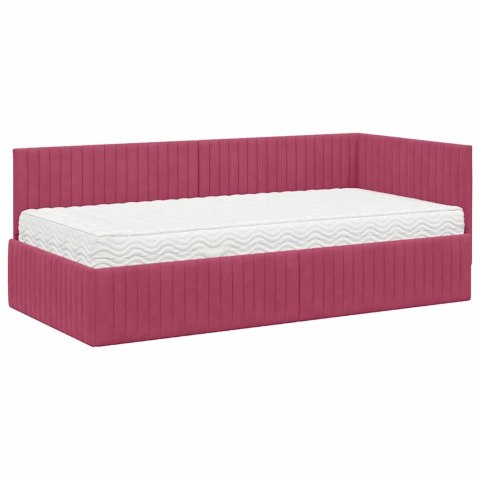 Rama Łóżka Narożnego z Materacem 2 pcs Zielony Aksamit