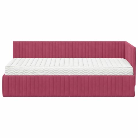Rama Łóżka Narożnego z Materacem 2 pcs Zielony Aksamit