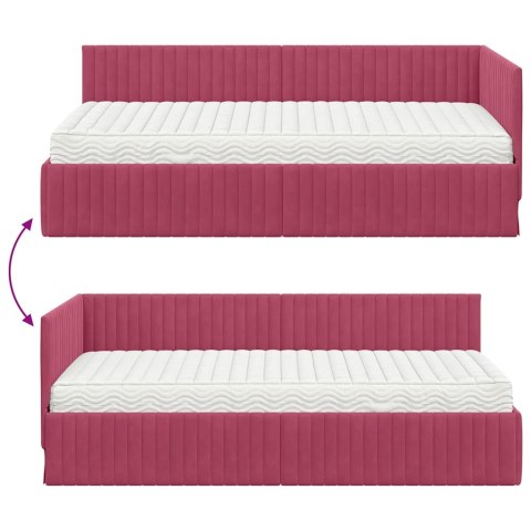 Rama Łóżka Narożnego z Materacem 2 pcs Zielony Aksamit
