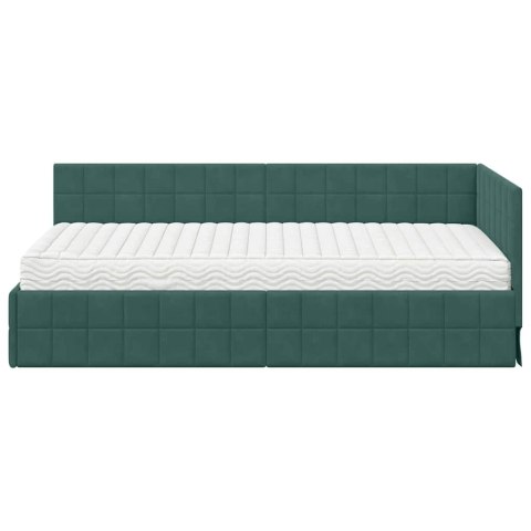 Rama Łóżka Narożnego z Materacem 2 pcs Zielony Aksamit