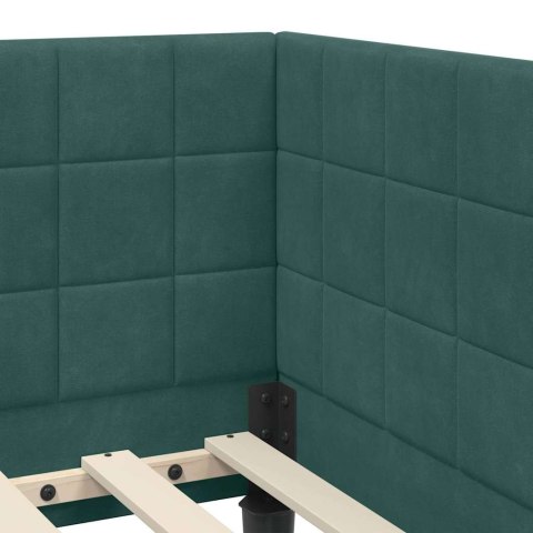 Rama Łóżka Narożnego z Materacem 2 pcs Zielony Aksamit