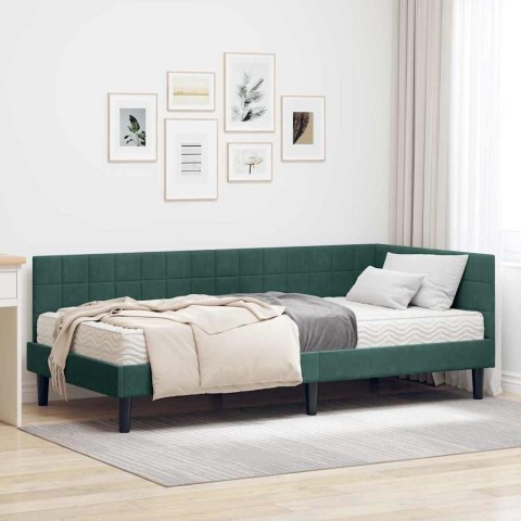 Rama Łóżka Narożnego z Materacem 2 pcs Zielony Aksamit