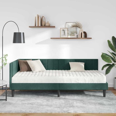 Rama Łóżka Narożnego z Materacem 2 pcs Zielony Aksamit