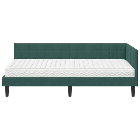 Rama Łóżka Narożnego z Materacem 2 pcs Zielony Aksamit