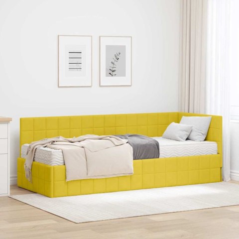 Rama Łóżka Narożnego z Materacem 2 pcs Żółty Aksamit