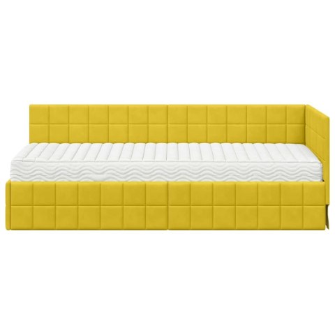 Rama Łóżka Narożnego z Materacem 2 pcs Żółty Aksamit